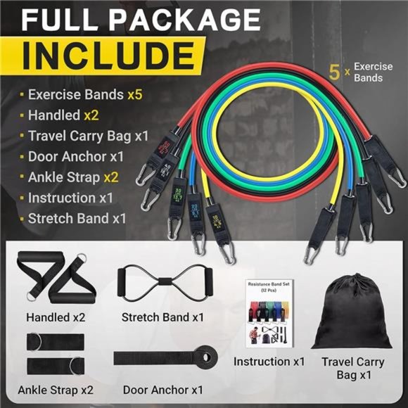 Resistance Bands,Resistance Band Set,Workout Bands,Exercise Bands for Men& Women - Picture 4 of 6